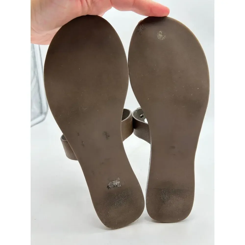 Tory Burch Miller Embossed Leather Snake Print Thong Sandal Logo Size 6 Designer